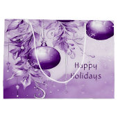 パープルオーナメントクリスマスホリデー抱き枕 ラージペーパーバッグ (裏面)