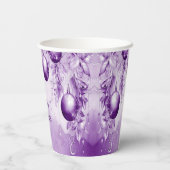 パープルオーナメントクリスマスホリデー紙カップ 紙コップ (裏面)