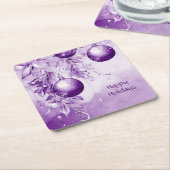 パープルオーナメント クリスマス ホリデー ペーパーコースター (アングル)