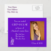 パープルオープンハウス招待用はがき インビテーションポストカード (正面/裏面)