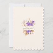 パープルオーランズパンパスグラス金ゴールドフレームスウィート16 招待状 (裏面)