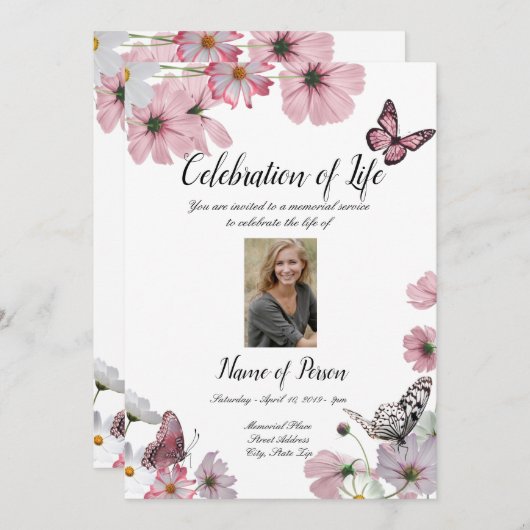 パープルオーランズ葬儀アナウンスメント招待状 招待状 (正面/裏面)