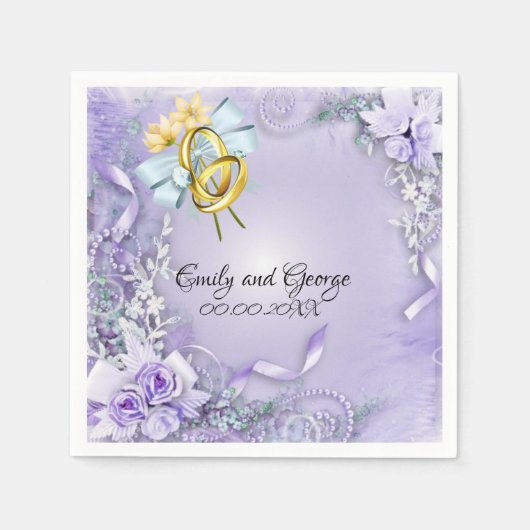 パープルカエレガントスタマイズ結婚紙 スタンダードカクテルナプキン (正面)