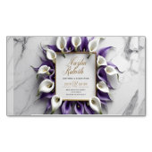 パープルカエレガントラリリー結婚式招待状 マグネット名刺 (正面)
