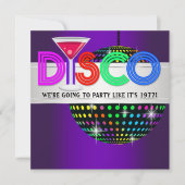パープルカクテルディスコパーティの招待状 招待状 (正面)