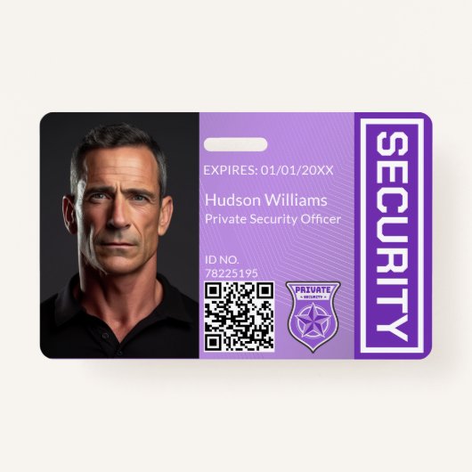 パープルカスタムセキュリティガードフォトバッジ バッジ (正面)