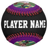 パープルカスタムソフトボール選手の写真名と番号 ソフトボール (裏面)