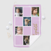 パープルカスタムテンプレート家族の写真 ゴルフタオル (インサイチュ)