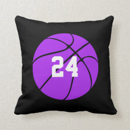 パープルカスタムバスケットボール選手の名前装飾用クッション クッション