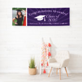 パープルカスタムフォトフォト8'ワイド卒業バナー 横断幕 (インサイチュ)