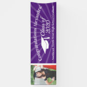 パープルカスタムフォトフォト8'ワイド卒業バナー 横断幕 (縦)