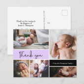 パープルカスタムベビーバプテスマありがとうフォトコラージュ ポストカード (正面/裏面)