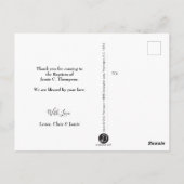 パープルカスタムベビーバプテスマありがとうフォトコラージュ ポストカード (裏面)