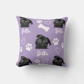 パープルカスタムラブポープリントドッグラバーペットフォト クッション (正面)
