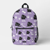 パープルカスタムラブポープリントドッグラバーペットフォト プリントバックパック (正面)