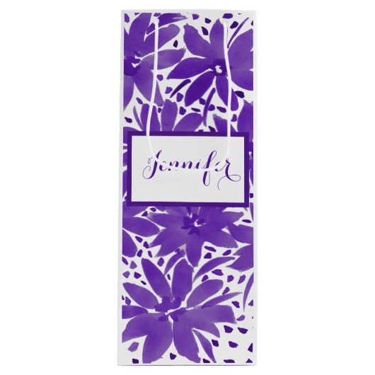 パープルカスタムワインパーソナライズされたフローラ抱き枕 ワインギフトバッグ (正面)