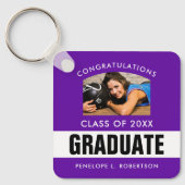 パープルカスタム卒業写真キーチェーン キーホルダー (正面)