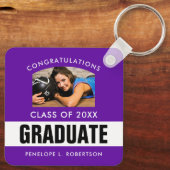 パープルカスタム卒業写真キーチェーン キーホルダー (裏面)