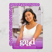 パープルカスタム卒業式はっきりした写真タイプモダン 案内状 (正面/裏面)