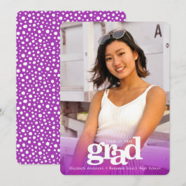 パープルカスタム卒業式はっきりした写真タイプモダン 案内状