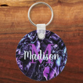 パープルカスタム大理石名ギフトパーソナライズされた キーホルダー (正面)