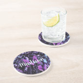 パープルカスタム大理石名ギフトパーソナライズされた コースター (側面)