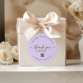 パープルカスタムQRコード付きステッカーありがとう ラウンドシール