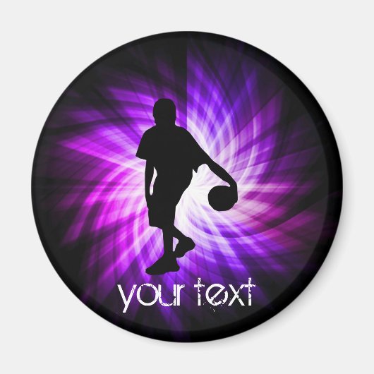 パープルカッコいいバスケットボール マグネット (正面)