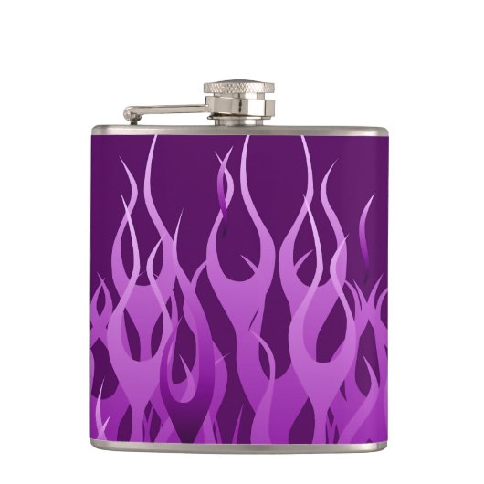 パープルカッコいいレーシングフレイムピストライプン フラスク (正面)