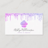 パープルカップケーキグリッタードリップベーカリーシェフペストリー 名刺 (正面)