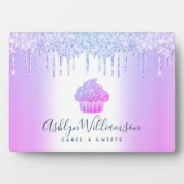 パープルカップケーキグリッタードリップベーカリーパティシシェフ フォトプラーク (正面)