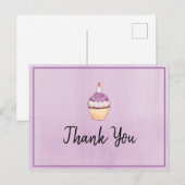 パープルカップケーキ誕生日ありがとう ポストカード (正面/裏面)