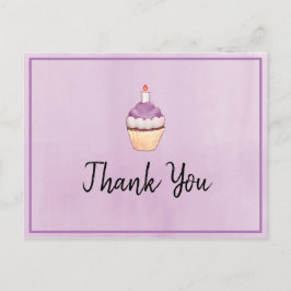 パープルカップケーキ誕生日ありがとう ポストカード