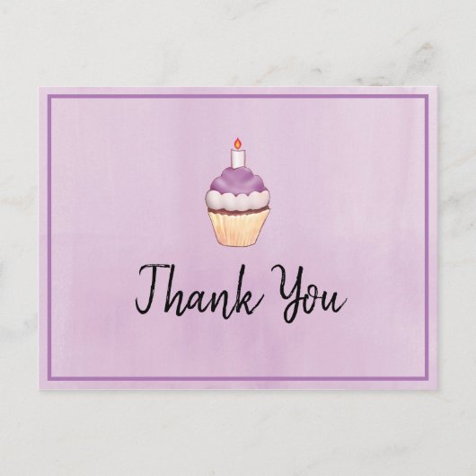 パープルカップケーキ誕生日ありがとう ポストカード (正面)