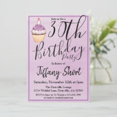 パープルカップケーキ30歳の誕生日パーティー 招待状 (スタンド正面)