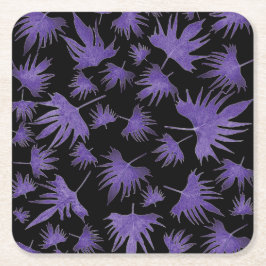 パープルカナリーつる植物葉 スクエアペーパーコースター