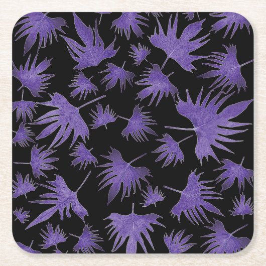 パープルカナリーつる植物葉 スクエアペーパーコースター (正面)