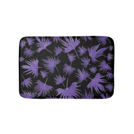パープルカナリーつる植物葉 バスマット (正面)