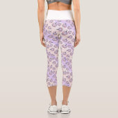 パープルカボチャかわいいフローラ秋パープルピンク カプリレギンス (裏面)