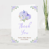 パープルカボチャフローラベビーシャワー サンキューカード (正面)