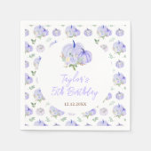 パープルカボチャフローラ誕生日パーティー スタンダードカクテルナプキン (正面)