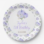 パープルカボチャフローラ誕生日パーティー ペーパープレート (正面)