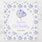 パープルカボチャフローラ誕生日パーティー ワインラベル (シングルラベル)