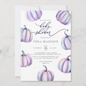 パープルカボチャ水彩ベビーシャワー 招待状 (正面)