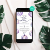 パープルカボチャ水彩ベビーシャワー 招待状