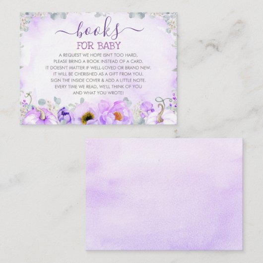 パープルカボチャ赤ちゃんシャワーブックリクエスト 名刺 (正面/裏面)