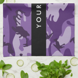 パープルカモフラージュあなたの名前をパーソナライズ キッチンタオル