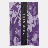 パープルカモフラージュあなたの名前をパーソナライズ キッチンタオル (縦)