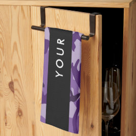 パープルカモフラージュあなたの名前をパーソナライズ キッチンタオル