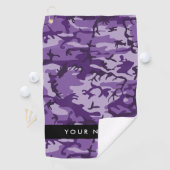 パープルカモフラージュあなたの名前をパーソナライズ ゴルフタオル (インサイチュ)